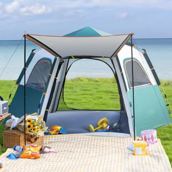 Уличная автоматическая палатка на 3-4 человека, Пляжный Быстрораскрывающийся Складной кемпинг, Двойные непромокаемые палатки для кемпинга, Одна спальня