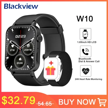 Blackview W10 Smartwatch 1,69 Дюймов Bluetooth Вызов Смарт-Часы Сердечного Ритма Кровяное Давление Мониторинг Сна Часы для Мужчин Женщин