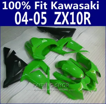 Зеленый для Kawasaki Ninja zx10r zx-10r 2004 2005 04 05 Обтекатели Бесплатная индивидуальная наклейка Комплект обтекателей x98