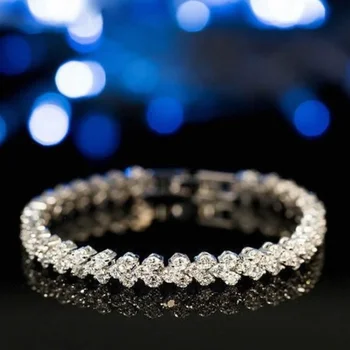 Изысканный роскошный браслет из римского хрусталя для женщин, свадебный подарок, Корейское Розовое золото, браслеты-цепочки серебряного цвета, ювелирные изделия