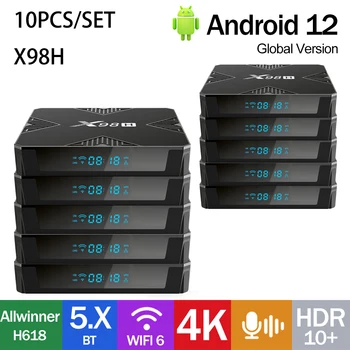 10 шт./компл. Оригинальный X98H Smart TV Box Android12 Allwiner H618 4K HDR AV 2.4G/5.8G WiFi6 BT HDR H.265 Приставка Youtube Netflix TV