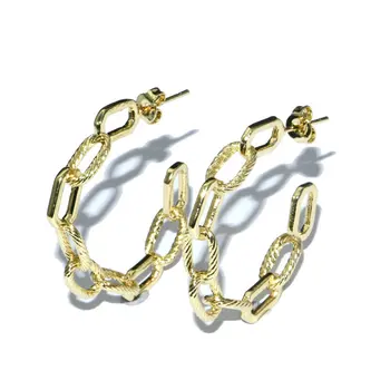 Принадлежности для изготовления модных серег Позолоченная веревочная цепочка O-образной формы, серьги-кольца большого круга для женщин