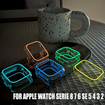Светящийся Чехол Для Apple Watch Серии 8 7 6 SE 5 iWatch Бампер 45 мм 41 мм 44 мм 40 мм 38 мм 42 мм 49 мм Прозрачная Защитная Крышка Для Часов