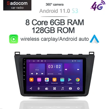 360 Панорамная Камера IPS Carplay 6G + 128G Android 11.0 Автомобильный DVD-плеер GPS WIFI Bluetooth RDS Радио Для Mazda 6 2 GH 2007-2012