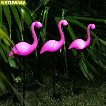 NATUWASA 1ШТ /3ШТ Солнечный Водонепроницаемый светильник Flamingo для газона Садовый Свайный Ландшафтный светильник Ландшафтное освещение Наружный Свет Светодиодный декор