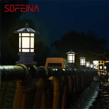 SOFEINA Патио светодиодное освещение столба Солнечный Водонепроницаемый современный уличный светильник для крыльца балкона Виллы во внутреннем дворе